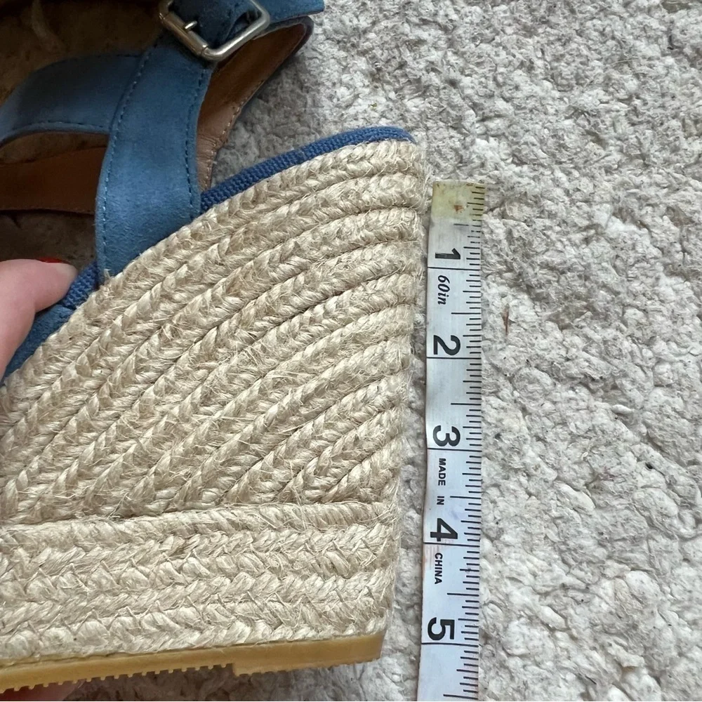 Kanna: Sky Blue Suede Espadrille Ankle Buckle Wedges NWOT Size 39
